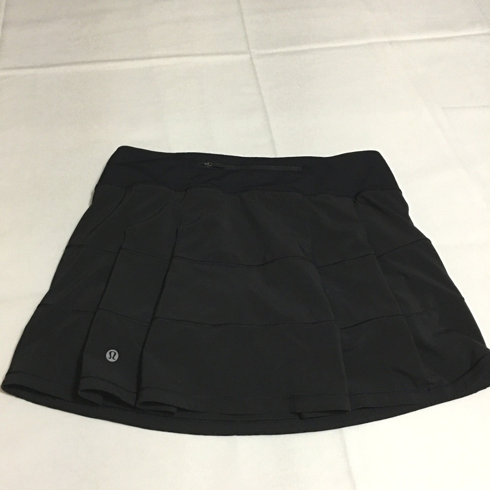 Lululemon Pace Rival Skirt Women Size 6 Black Pleated Athletic Tennis Skort